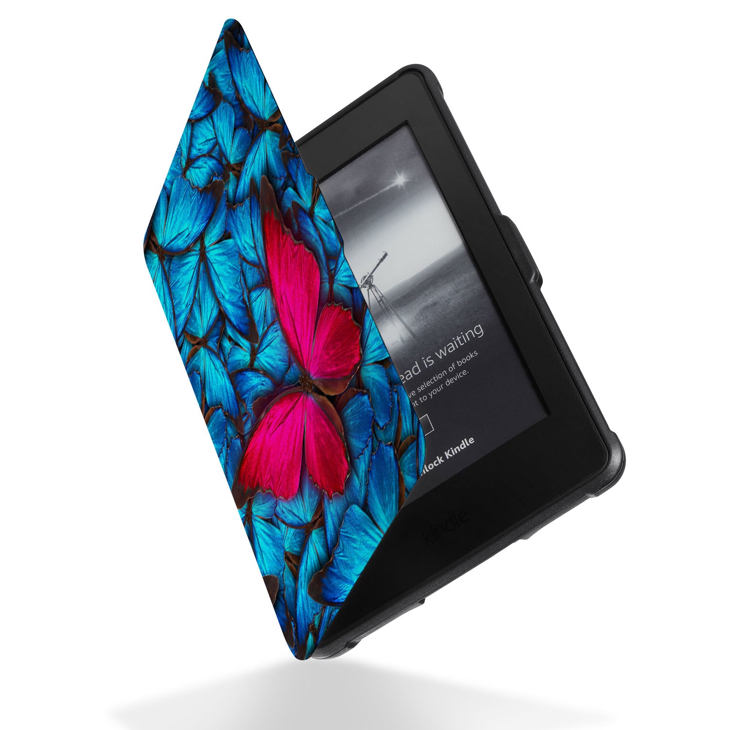 Premium Kindle Case with Butterfly Design - Slim Protective Cover for Kindle E-Reader - Perfect for Reading at Home, Travel & Commuting
