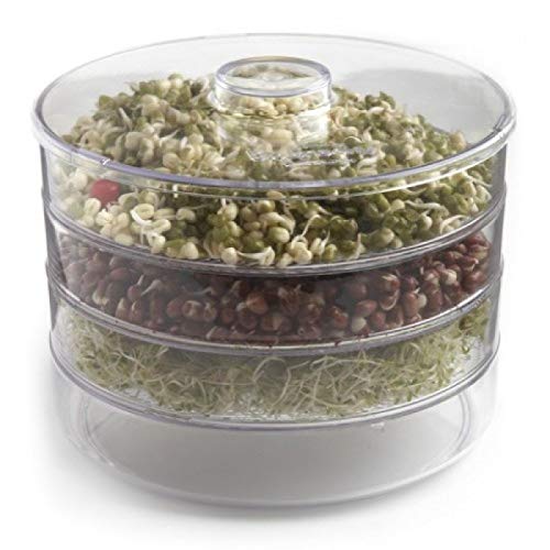 Organic Sprout Maker Kit with 4 Containers - Hygienic Home Sprouting System for Beans, Seeds & Grains | Fresh Healthy Sprouts for Salads, Sandwiches & Smoothies | IcyFlame 4-Bowl Sprout Growing Box