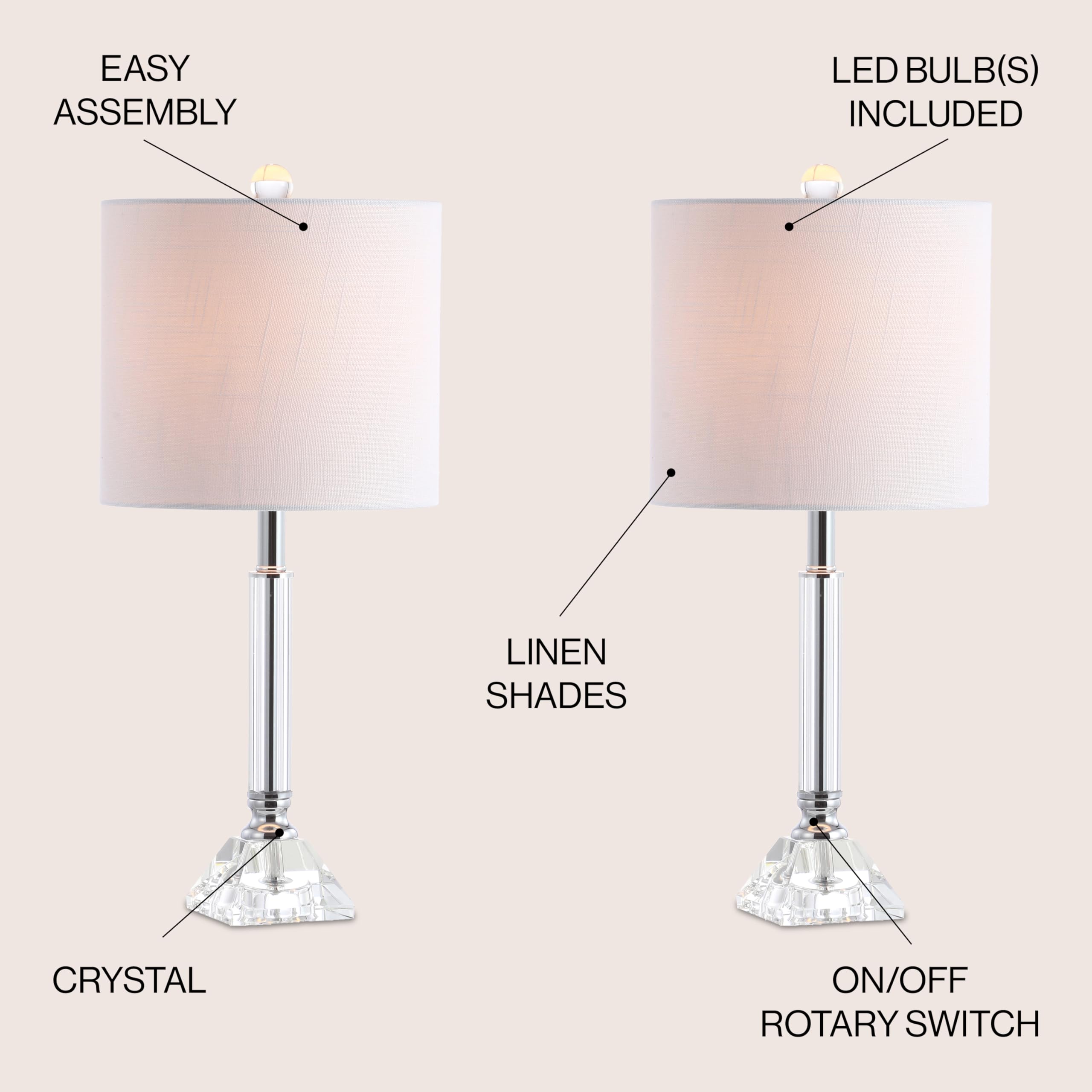 JONATHAN Y JYL2078A-SET2 Crystal LED Table Lamp Set of 2 - 19.5