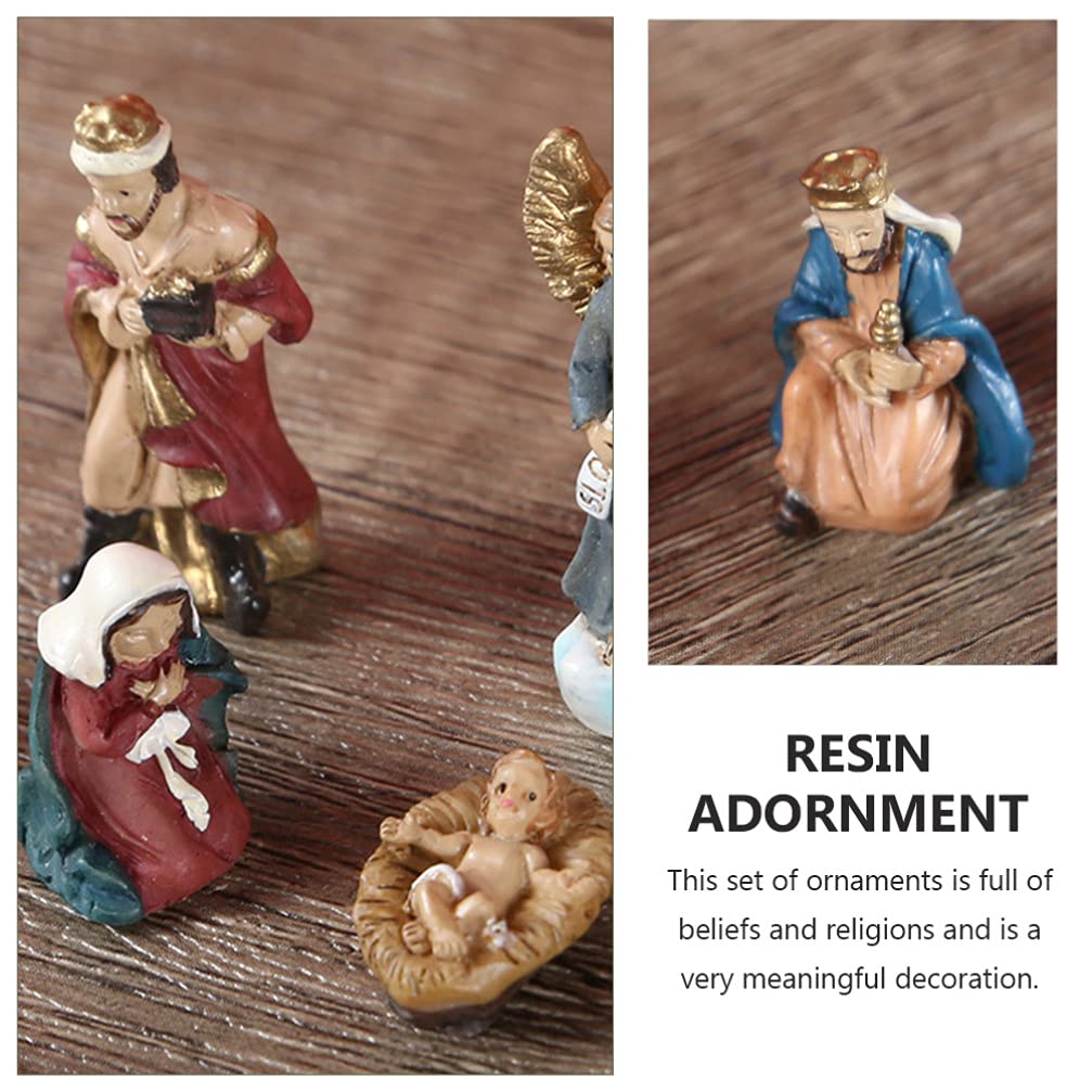 Nativity Scene Figurine Set - Holy Family Resin Statue for Christmas Decor