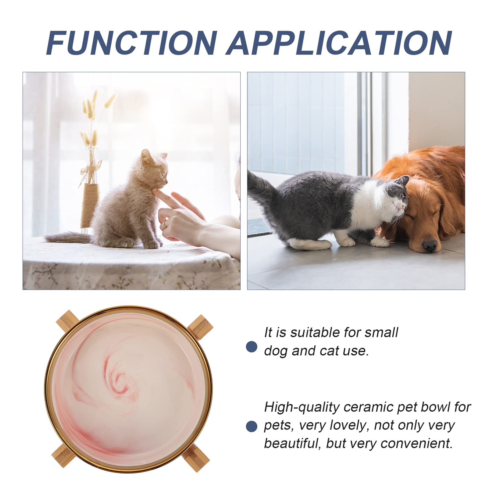Balacoo Ceramic Cat & Dog Bowl with Stand - Elevated Pet Food and Water Dish for Cats, Puppies, Small Dogs - Durable Ceramic Feeder for Home, Kitchen, or Outdoor Use
