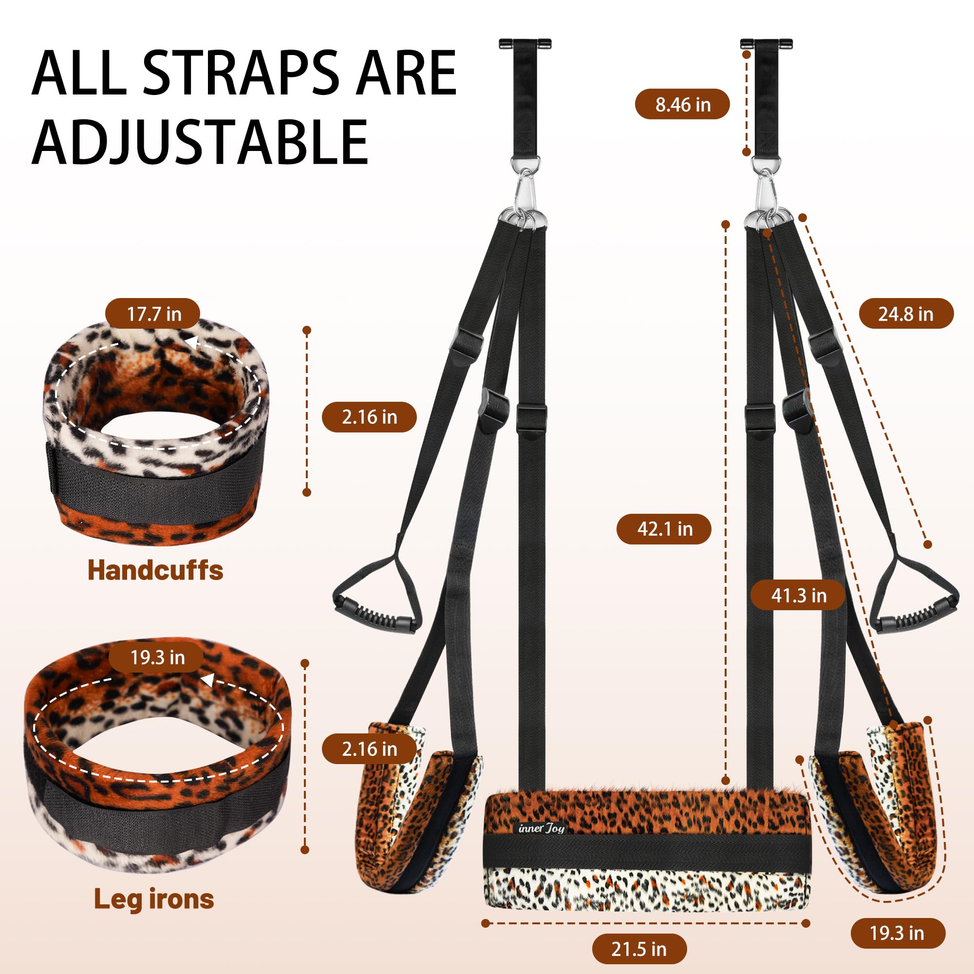 Leopard Print Adjustable BDSM Sex Swing with Plush Cushion – Heavy Duty 300 lb Capacity for Couples, Spice Up Bedroom Fun – Perfect for Bondage, Adult Play & Sensual Exploration