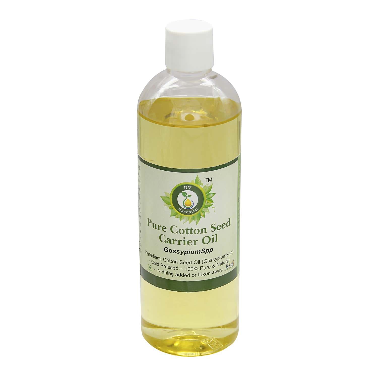 100% Pure Natural Cold Pressed Cotton Seed Oil (Gossypium Spp) - 200ml (6.76oz) for Skin Care & Cooking | Moisturizing & High Smoke Point | By R V Essential | Perfect for Massage, Hair Treatment & Healthy Frying