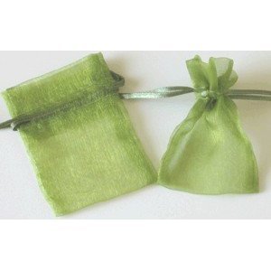 48 Pack Moss Green Organza Drawstring Gift Bags 4x5 Inches - Perfect for Wedding Favors, Party Gifts, Jewelry Packaging & Bridesmaid Presents