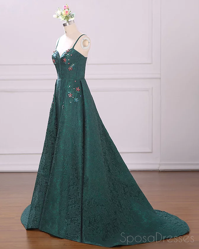 Emerald Green Spaghetti Strap Long Evening Prom Dress | Custom Sweet 16 Dresses for Teens | Formal Gown for Homecoming, Ball, Quinceañera & Special Occasions