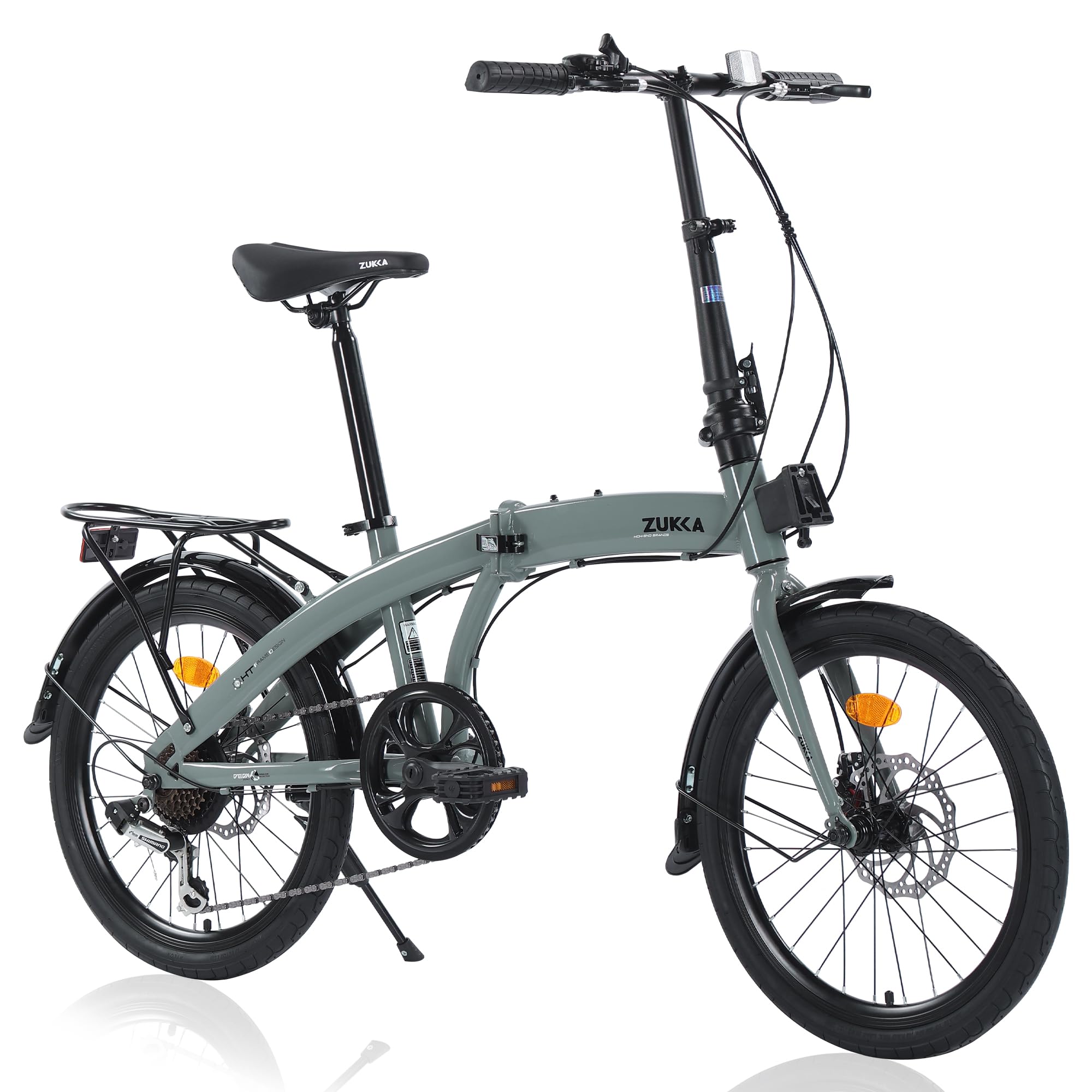 **MEGHNA 20-Inch Folding Bike with Dual Disc Brakes & 7-Speed Gears - Portable Foldable Bicycle with Rear Rack & Fenders - Ideal for Commuting, School, Travel, and Urban Riding for Men, Women & Teens**