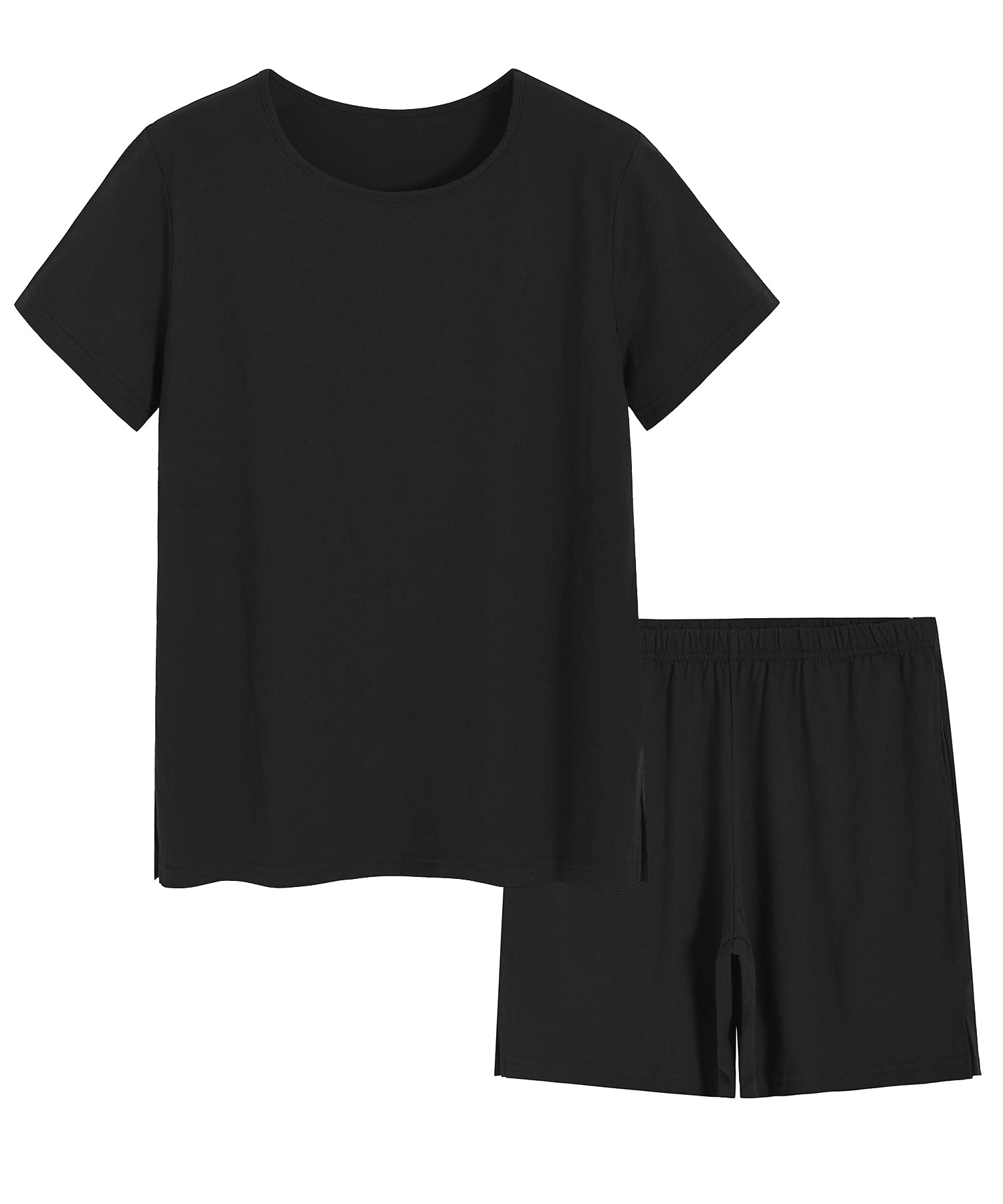 Women's Soft Cotton Pajama Set - Short Sleeve Sleep Shirt & Lounge Shorts - Comfy Nightwear for Bedtime, Relaxing at Home & Summer Sleepwear