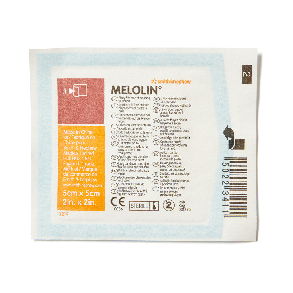 Melolin Low Adherent Wound Dressing 5cm x 5cm (Pack of 10) - Sterile Non-Stick Pad for Cuts, Burns & Post-Surgical Care | First Aid Essential for Home, Clinic & Emergency Kits