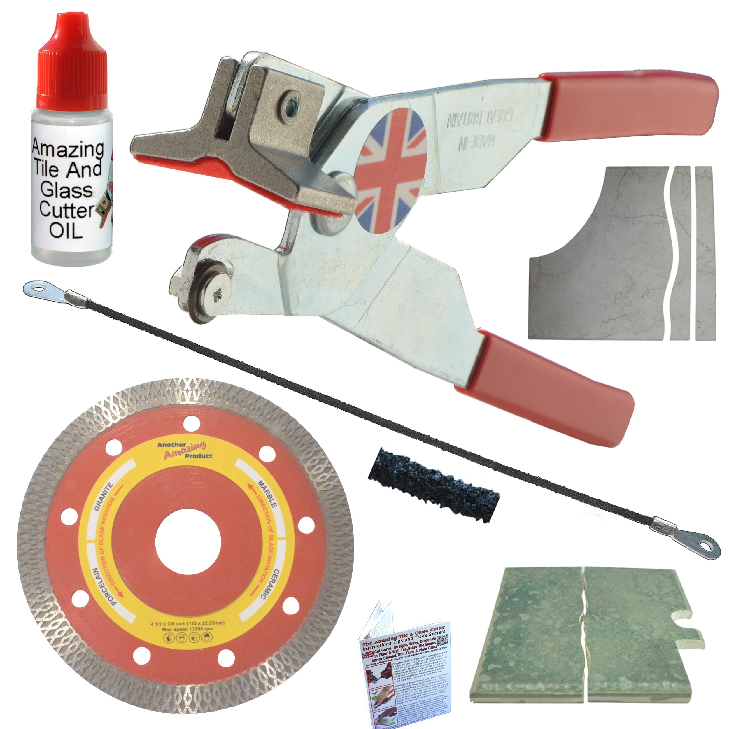 Professional Ceramic Tile Cutter Kit with Diamond Blade - Hand Tool for Cutting Porcelain Tiles, Straight Lines, Curves & Corners - Perfect for DIY Home Renovation, Bathroom & Kitchen Tile Installation Projects