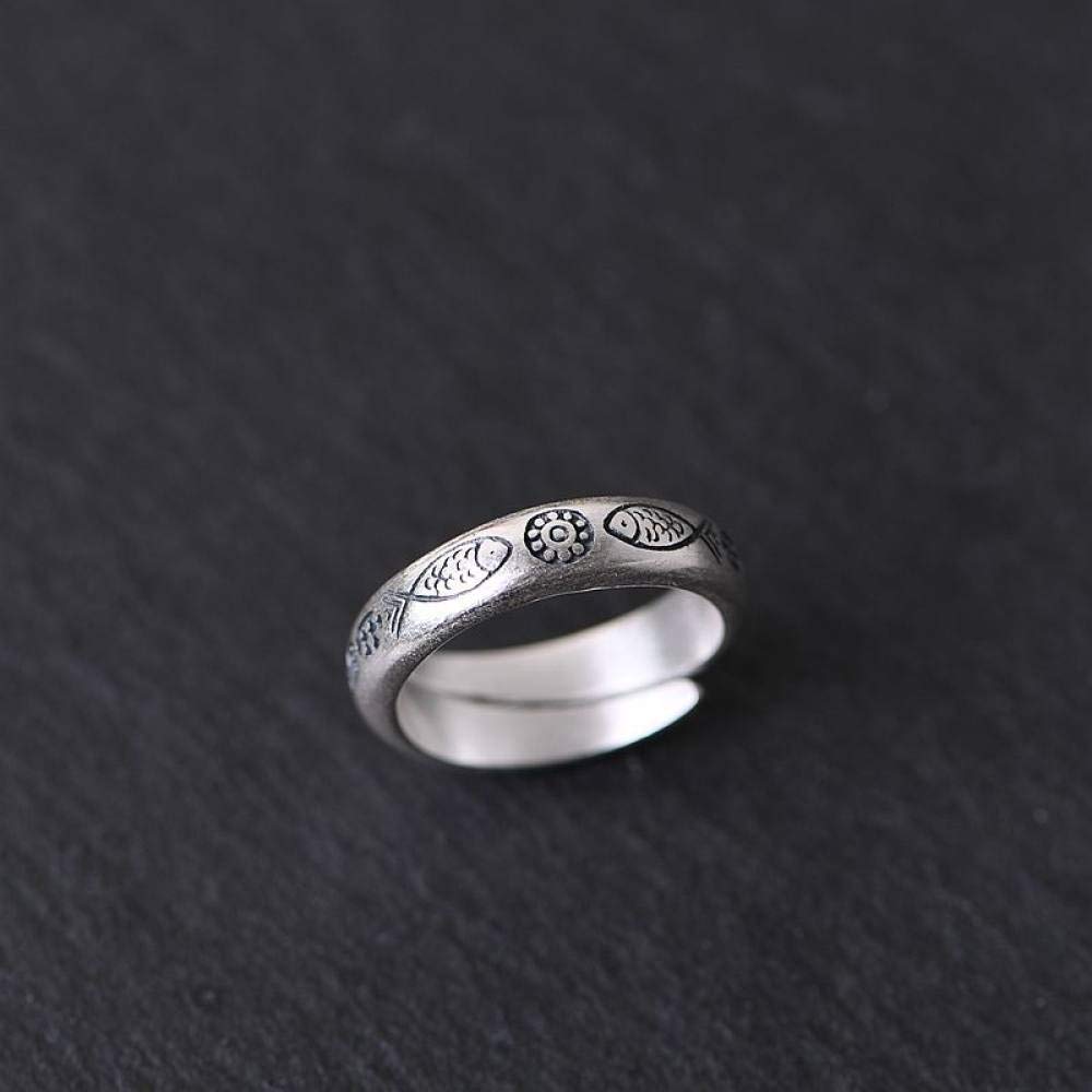Sterling Silver Adjustable Fish Rings for Men & Women - Vintage Gothic Jewelry Gift for Daily Wear