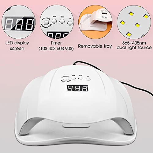 Professional UV LED Nail Lamp - 3 Timer Settings Gel Polish Dryer for Salon & Home Use | Fast Curing Light for Gel Nails, Acrylics & Manicures | Perfect Nail Art Tool for DIY & Professional Use (White)