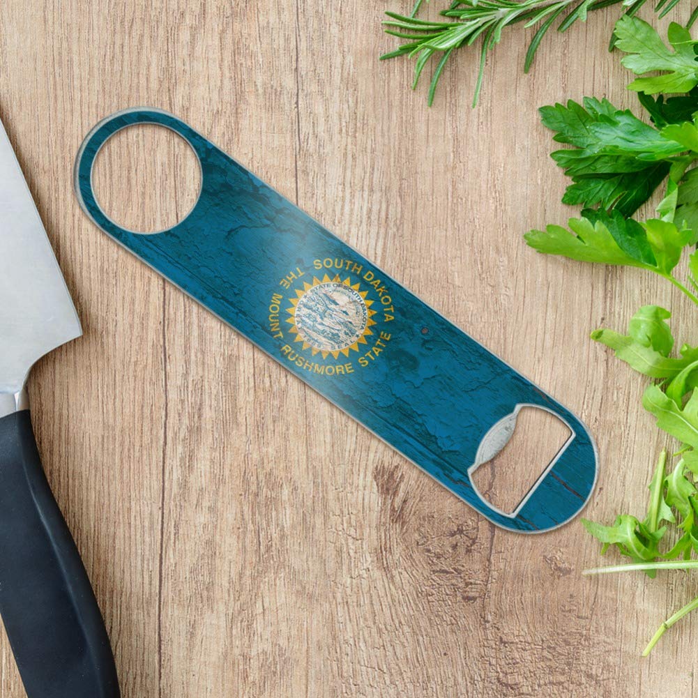 Vintage Distressed South Dakota State Flag Bottle Opener - Rustic USA Stainless Steel Bartender Tool for Bars, Pubs & Home Use - Perfect for Opening Beer Bottles & Displaying State Pride