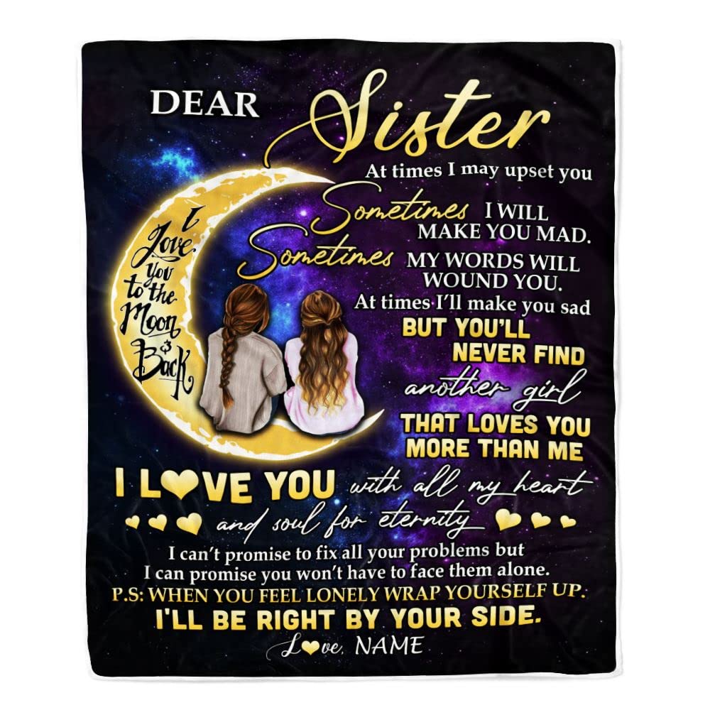 Custom Sister Blanket - Personalized Fleece Throw 60x80 in for Birthday, Christmas & Graduation Gifts