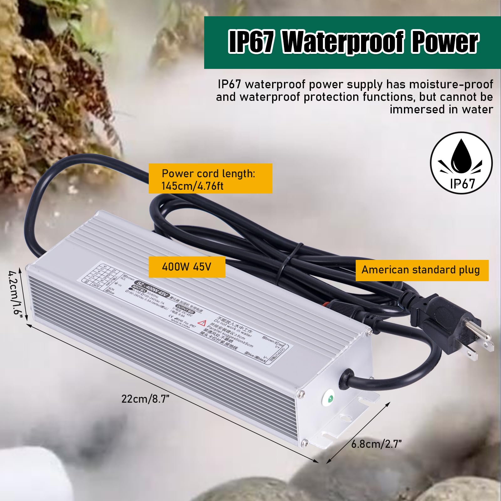 12 Head Ultrasonic Mist Maker Fogger with Float, Waterproof Power Supply & Ceramic Disc - Humidifier for Greenhouse, Halloween Decor, Pond, Garden, and Indoor Plants (Perfect for Home, Party, and Outdoor Use)