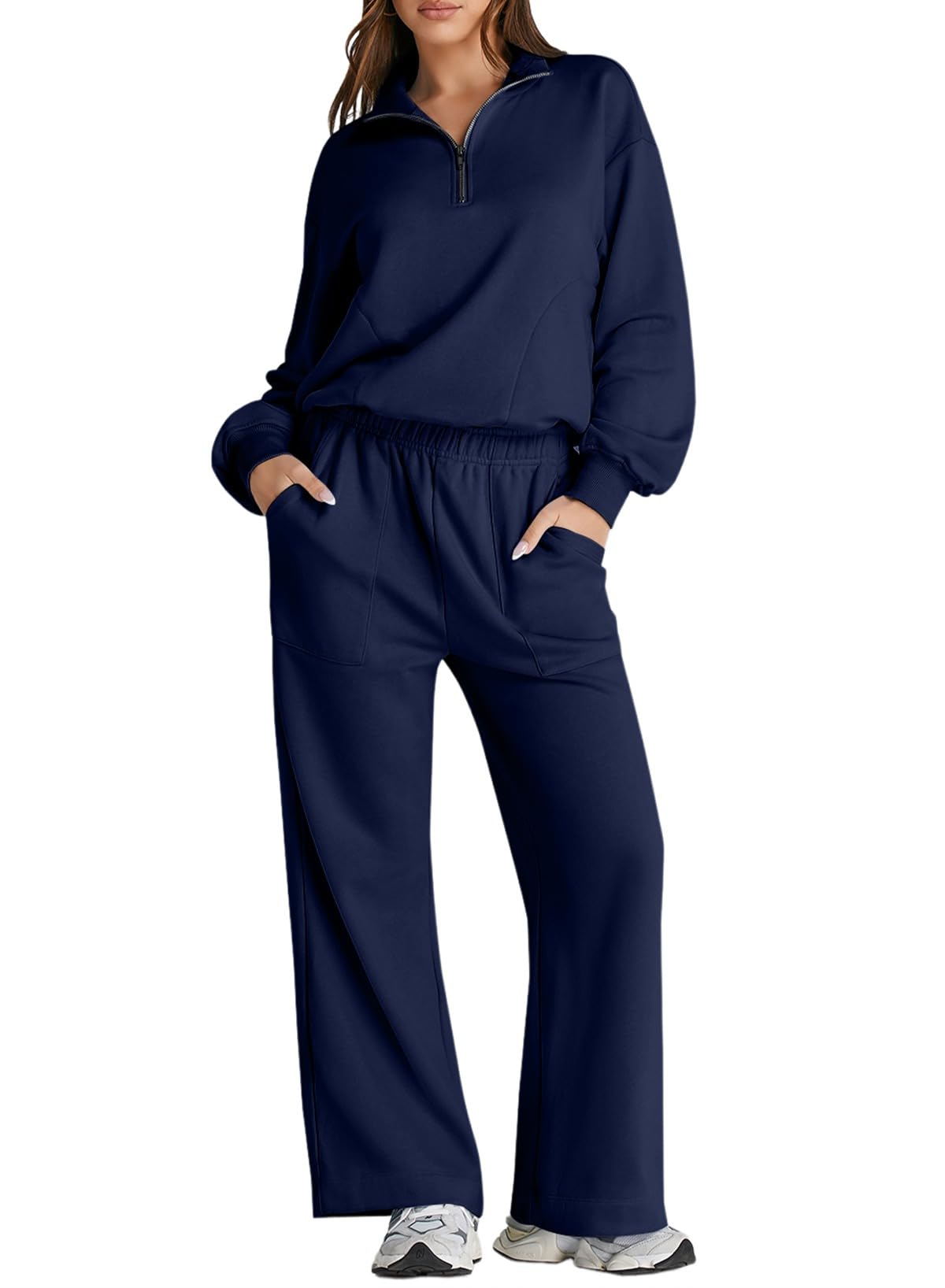 Herseas Women's 2-Piece Zip Up Sweatsuit Set - Casual Wide Leg Lounge Tracksuit Outfit for Women | Perfect for Yoga, Running Errands & Relaxing at Home