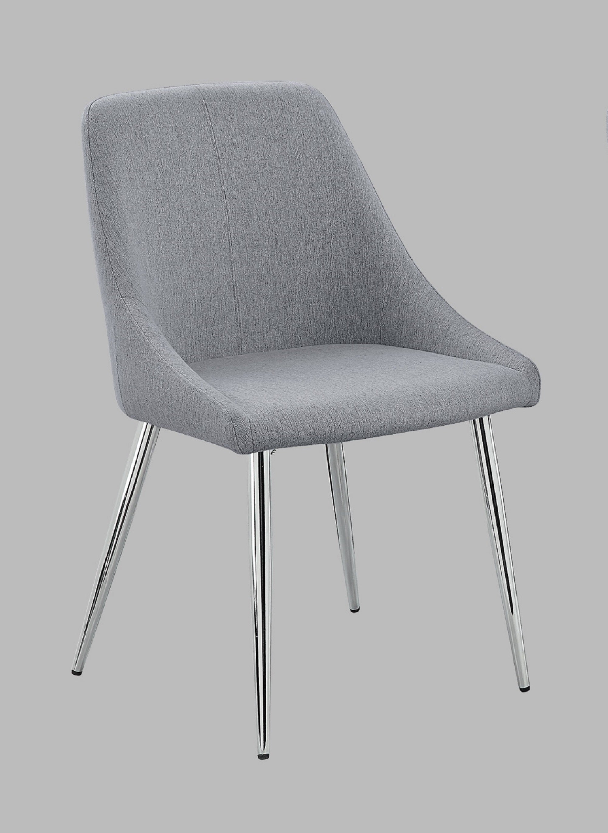 2-Piece Modern Chrome & Gray Finish Side Chairs with Metal Legs and Wooden Seat - Contemporary Dining Room Furniture for Kitchen, Breakfast Nook & Small Space Decor
