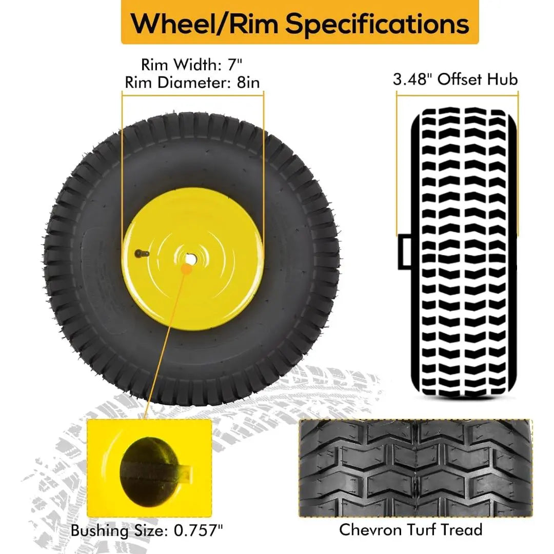 WEIZE 20x8.00-8 Rear Tire & Wheel Assembly Replacement for John Deere Riding Mowers - 3.48