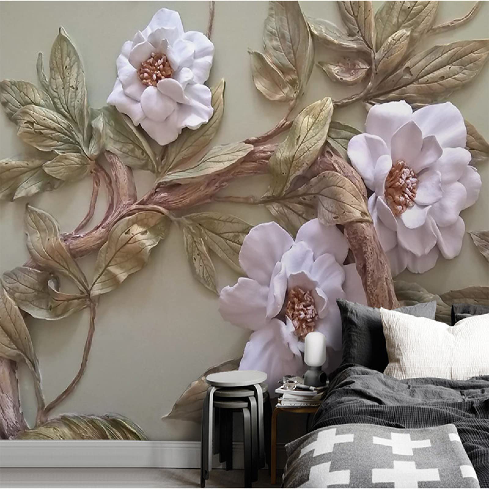 3D Flower Wall Mural - Waterproof Peel and Stick Wallpaper for Home Decor - Large 138x96 Inch Wall Art for Living Room, Bedroom, Nursery, Office & Kids Room - Perfect for Adding Nature-Inspired Elegance to Any Space