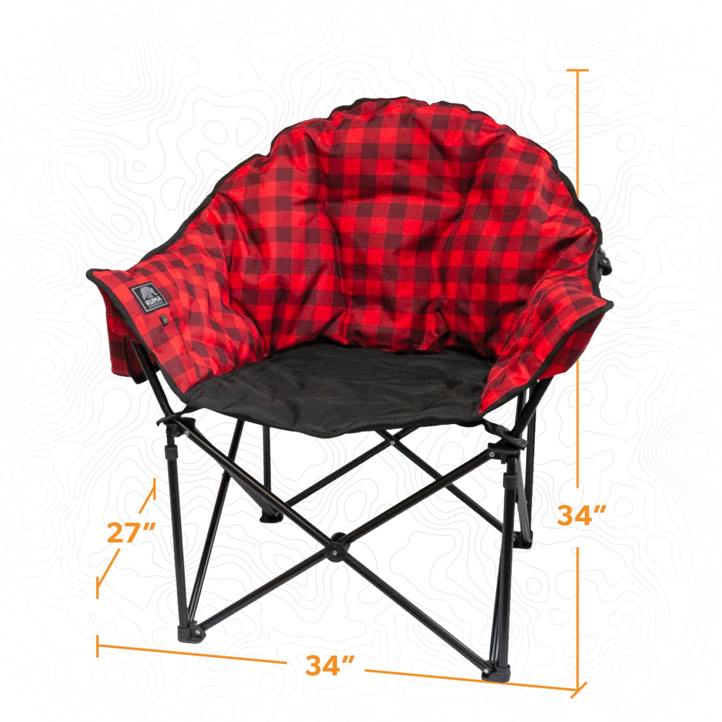 Kuma Outdoor Gear Lazy Bear Heated Chair - Portable Camping Chair with Battery Heater, Foldable & Lightweight Polyester Seat (Red Plaid) - Perfect for Camping, Backyard, Picnics & Outdoor Events