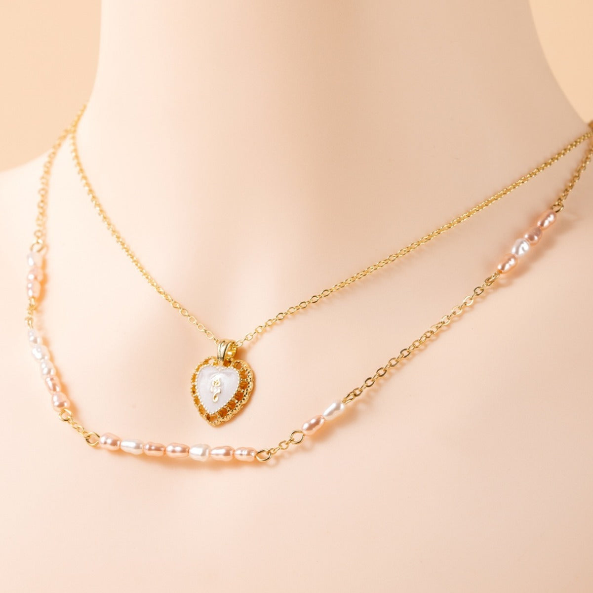 Minimalist Pearl Heart Layering Pendant Necklace for Women - Dainty Gold/Silver Jewelry Gift for Her | HN2323 | Perfect for Valentine's Day, Anniversary & Everyday Elegance