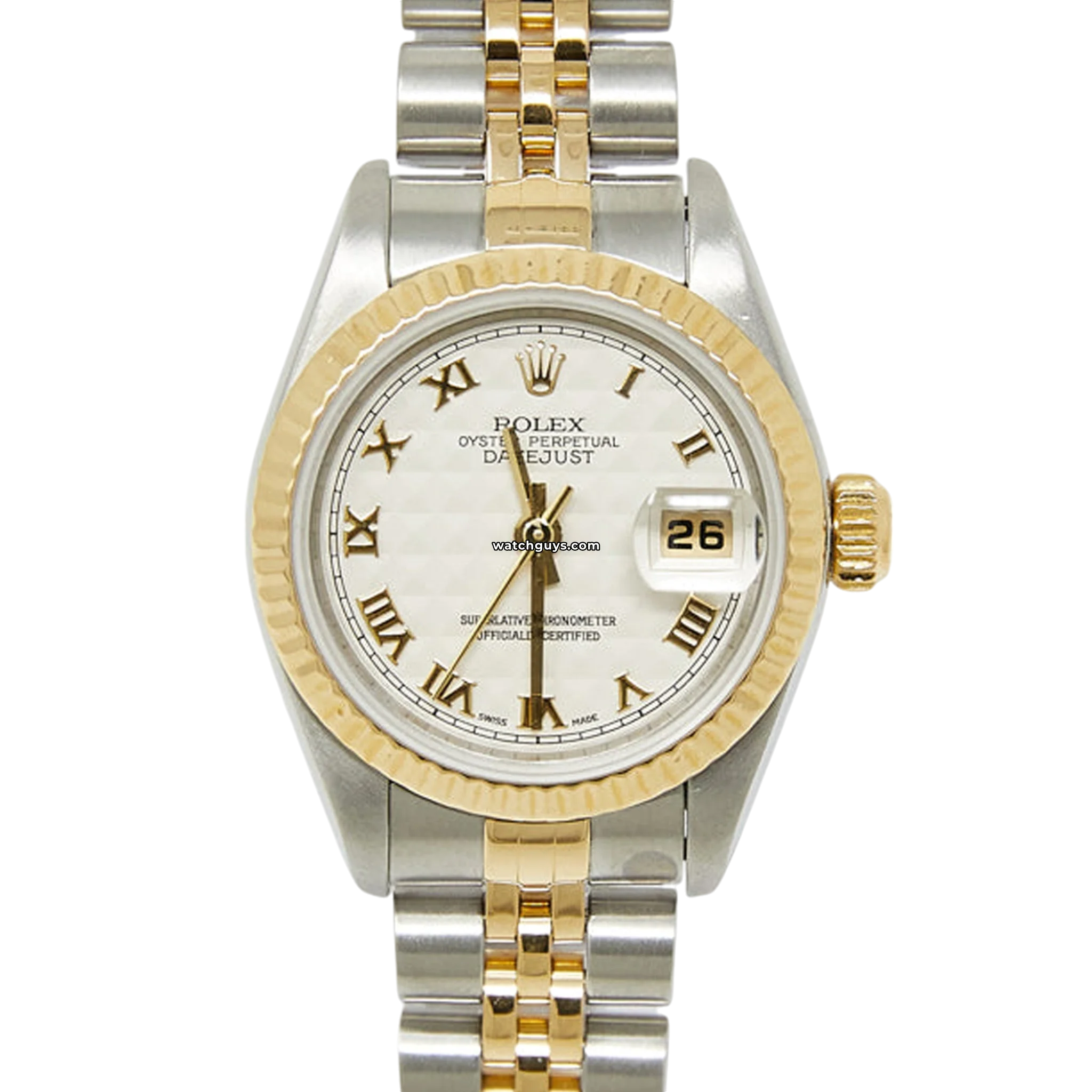 Rolex Datejust 69173 Women's Watch - 18K Yellow Gold & Stainless Steel, Ivory Pyramid Roman Dial - Luxury Dress Watch for Business & Formal Occasions