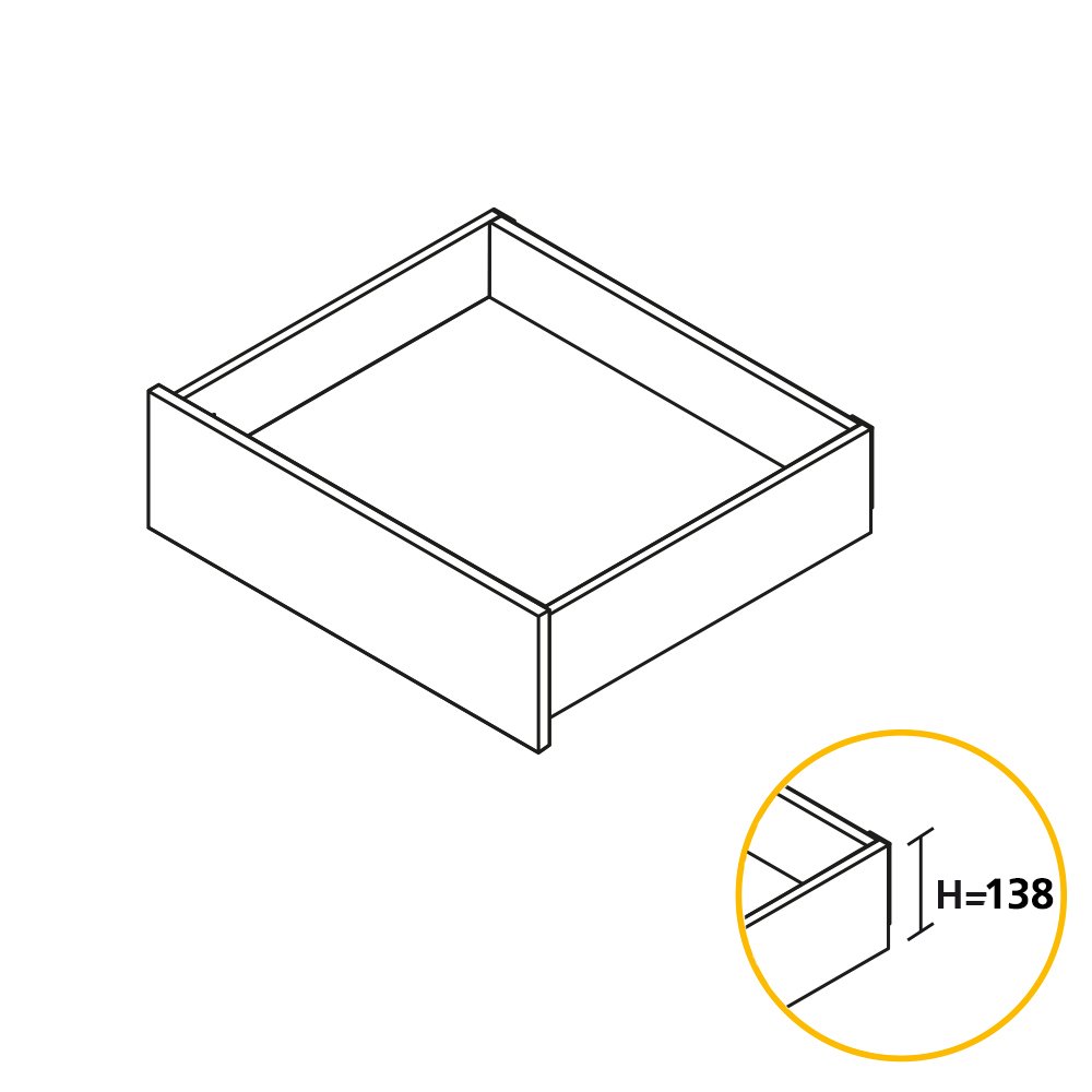 White Drawer Kit with 2 Side Ribs & Soft-Close Full Pull Rails - 138x450mm Kitchen & Bathroom Drawer Mounting Hardware - Perfect for Cabinet Organization & Storage Solutions
