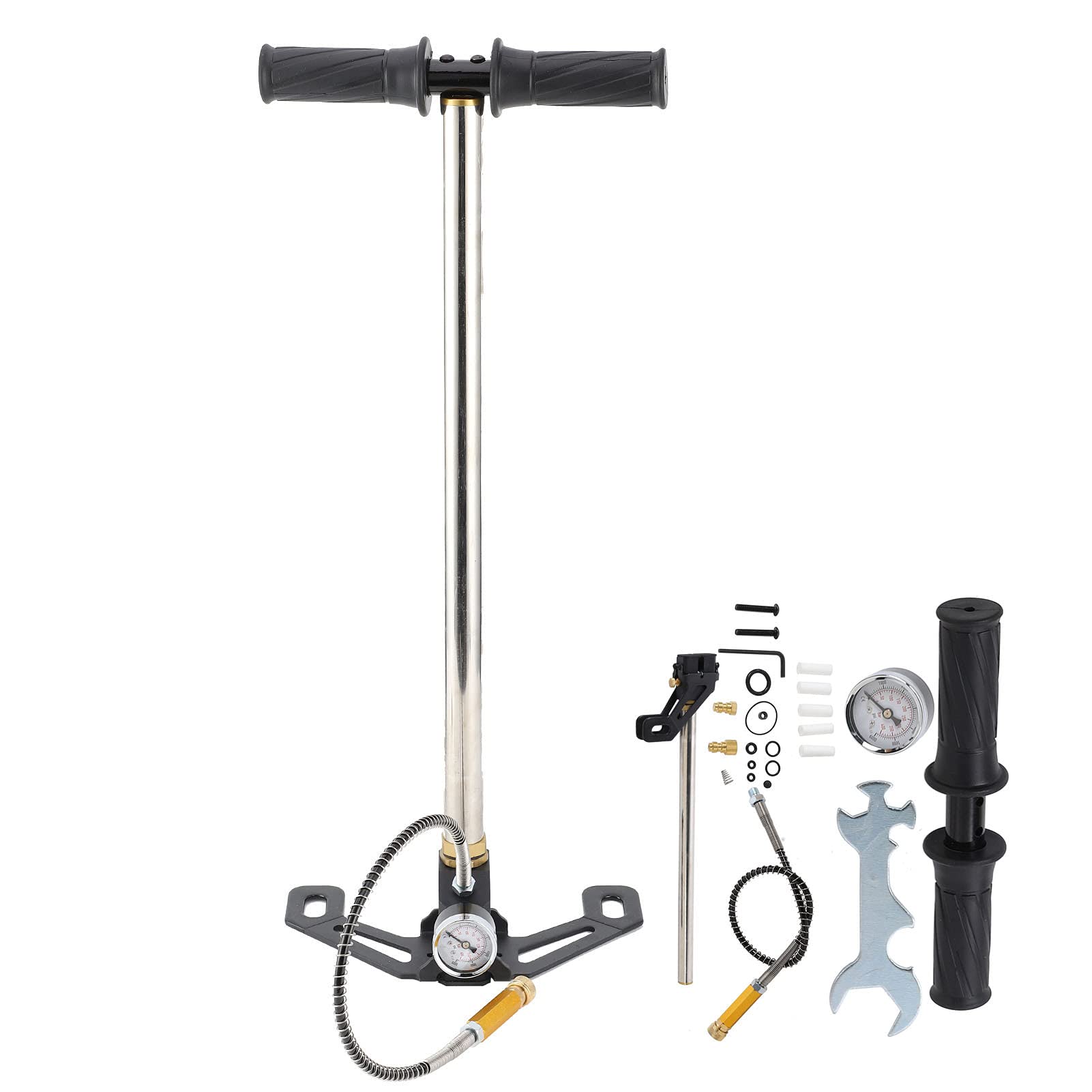 High Pressure PCP Air Pump 4500PSI - 3 Stage Hand Pump with Gauge & Gas Filter for PCP Air Rifles - Perfect for Airgun Filling, Hunting, and Outdoor Shooting Sports