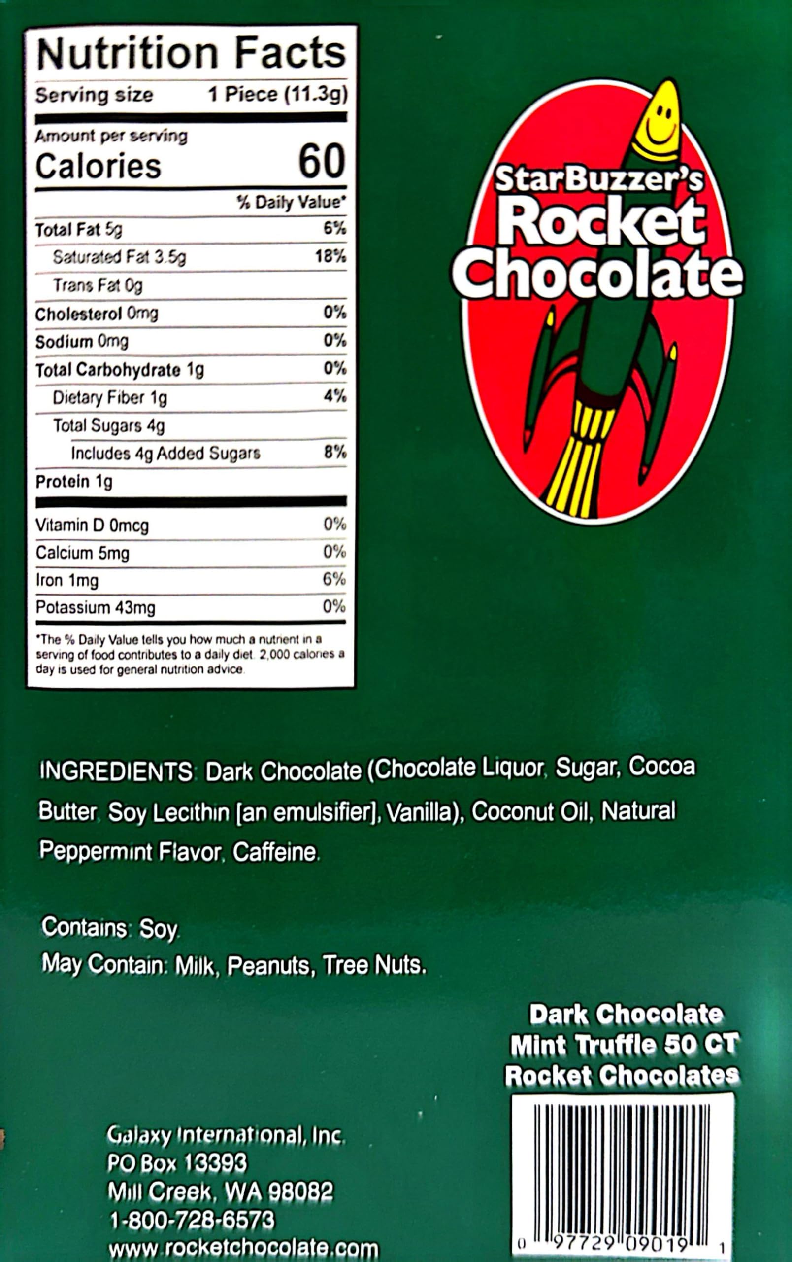 Dark Chocolate Mint Caffeinated Truffles - Energy Boosting Chocolate Bites (50 Count) - Perfect for Office Snacks, Study Sessions & Late Night Work