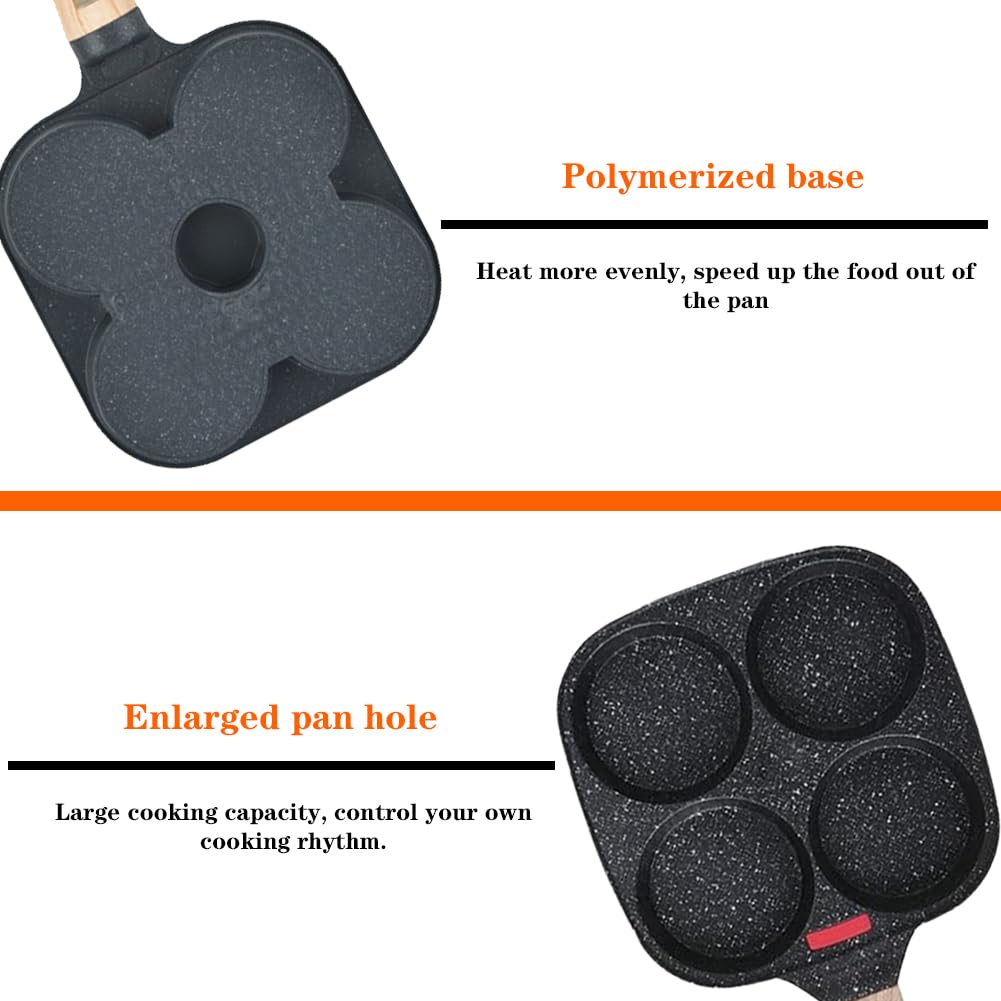 CEWROM Nonstick Pancake Pan with 4 Molds - Aluminum Frying Pan for Eggs, Burgers, Steaks & Omelets - Compatible with Gas & Induction Stoves - Perfect for Breakfast, BBQ, and Home Cooking
