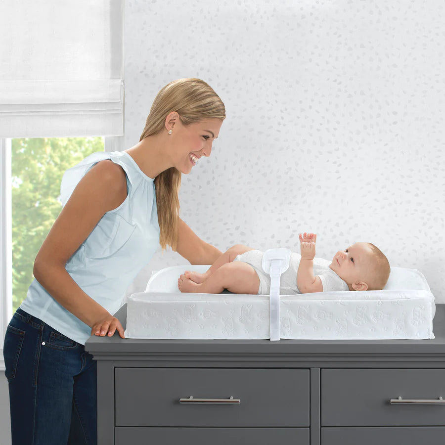 2 in 1 Deluxe Pillow Top Changing Pad & Portable Baby Changing Mat - Waterproof, Soft & Travel-Friendly for Nursery, Diaper Bag & On-the-Go Parents