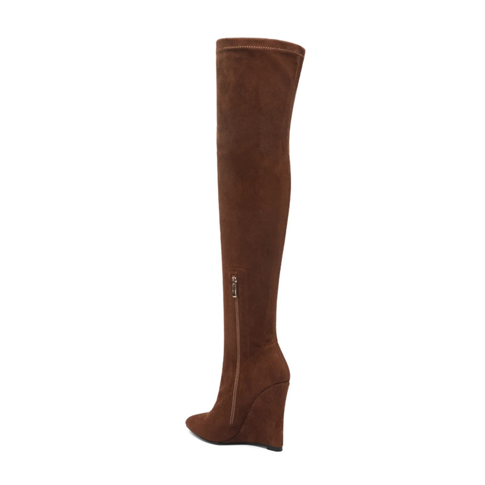 FiveShops Women's Sexy Over-The-Knee Boots - Pointed Toe Platform Wedge Heels, Stretch Leopard Print Long Boots, Plus Size Slouchy Boots for Parties & Night Out (Brown, Size 39) | Perfect for Club Wear, Date Night & Winter Fashion