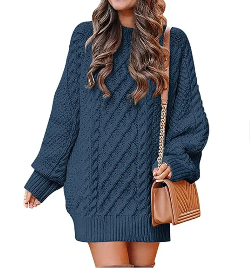 13 Colors Women's Chunky Cable Knit Oversized Pullover Sweater - Long Sleeve Crewneck Winter Warm Tops for Casual Outfits, Holiday Gatherings & Cozy Home Wear