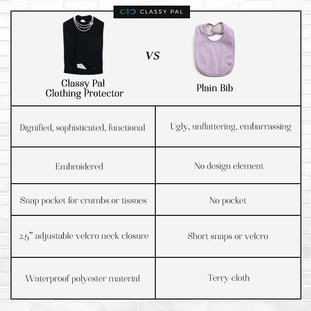 Premium Terry Cloth Adult Bibs for Men & Women - Waterproof, Reusable & Washable Dining Bib with Embroidered Tuxedo & Pearl Necklace Design - Ideal for Seniors, Mealtime Protection & Crumb Catching at Home or Restaurants