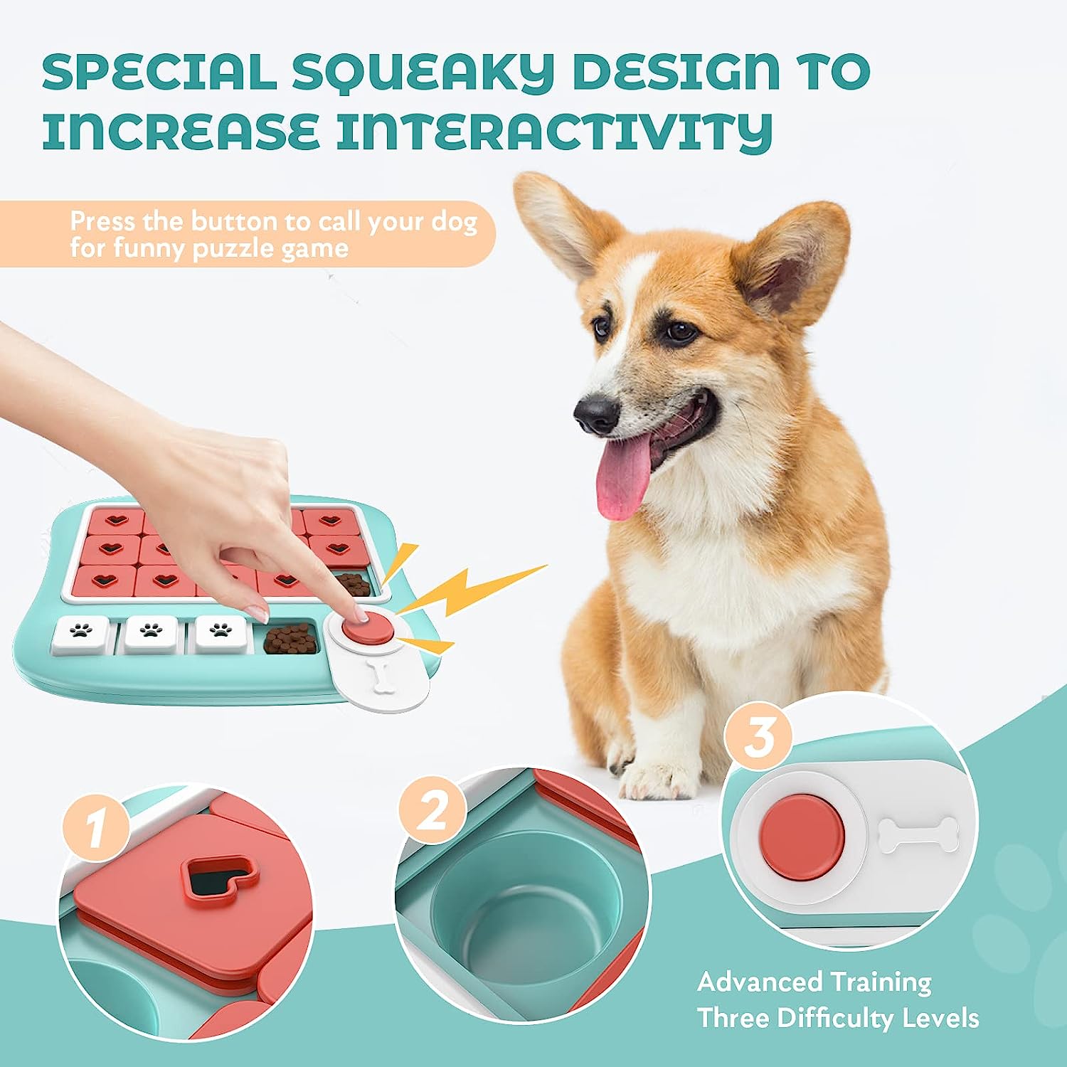 Interactive Dog Puzzle Toy for Mental Stimulation - Squares Design for Treat Dispensing - Perfect for Boredom Relief & Training for Small to Large Dogs