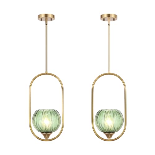 Gold/Green Glass-1 Light 2 Pack