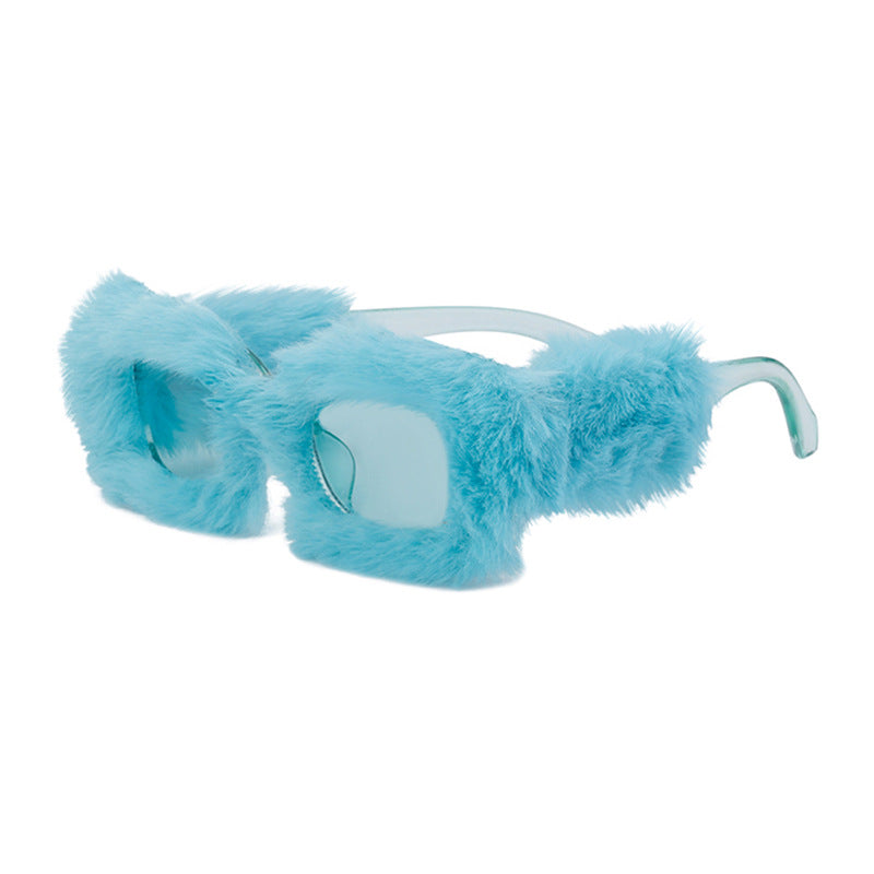 Stylish Plush Square Sunglasses for Women - Winter Fashion Accessory with UV Protection - Perfect for Outdoor Activities, Skiing, and Winter Vacations