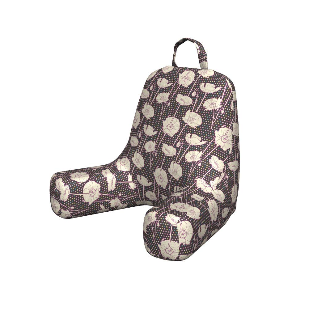 Ambesonne Retro Reading Pillow Cover - Soft Floral Polka Dot Printed Bed Rest Case, Small Size Ivory & Brown - Perfect for Cozy Reading Nooks, Living Room Decor, and Bedroom Accents