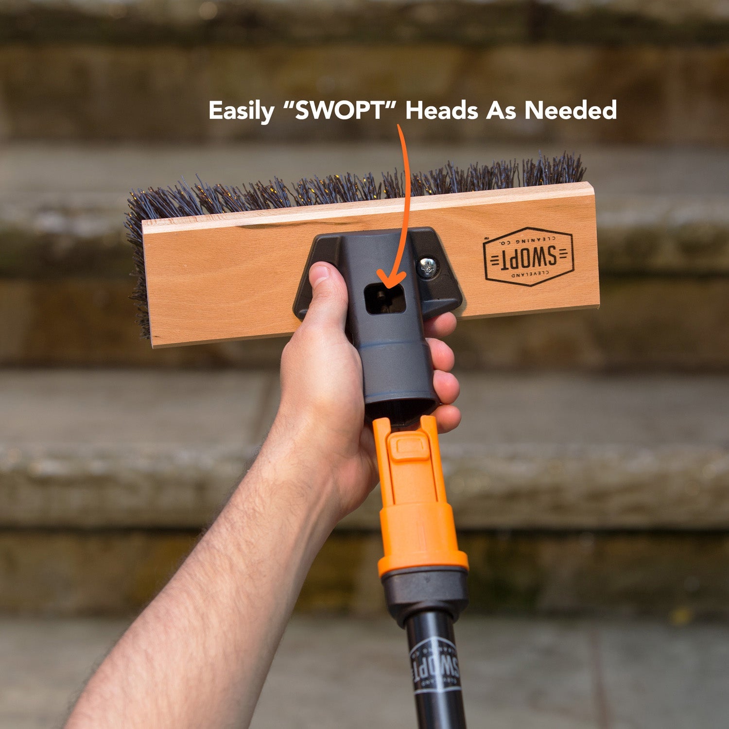 10-Inch Rough Surface Deck Brush Head with 60-Inch Wood Handle Combo - Heavy Duty Outdoor Cleaning for Decks, Patios, and Concrete Surfaces