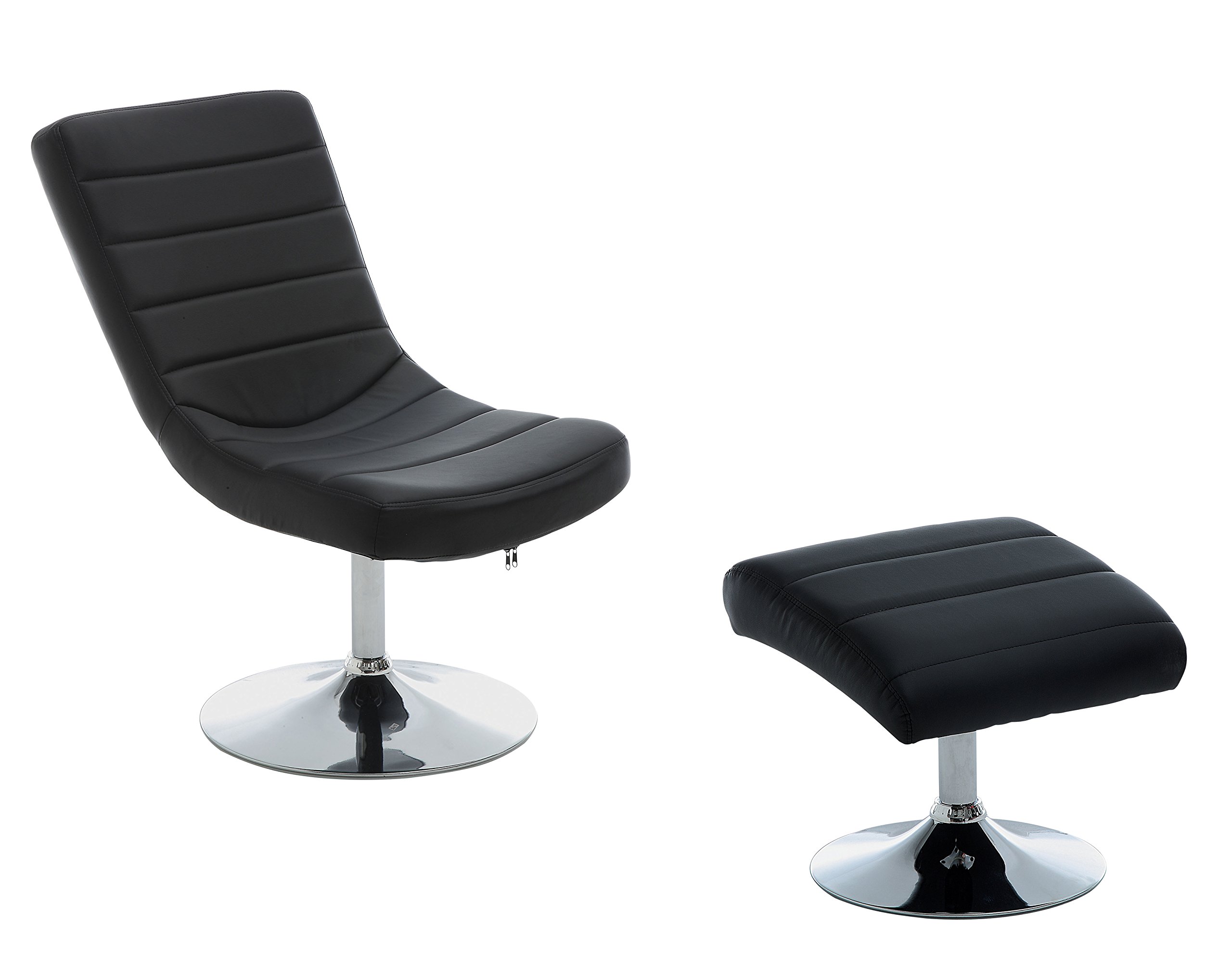 Furniture of America Perrin Chair and Ottoman Set in Black - Modern Living Room Accent Chair with Ottoman for Relaxing and Lounging