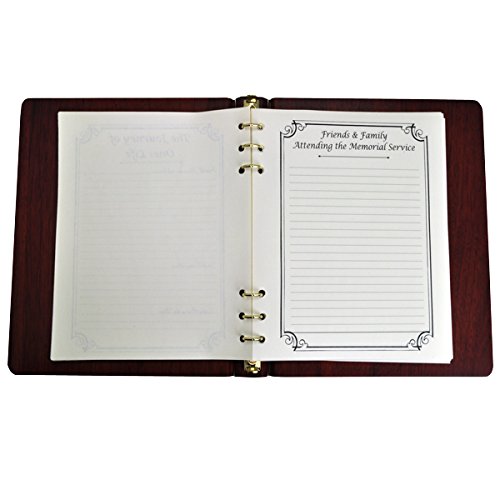 Memorial Funeral Guest Book - Elegant Wooden Binder with Inserts for Funeral Services, Memorials & Sympathy Events - Portrait Style Keepsake for Honoring Loved Ones