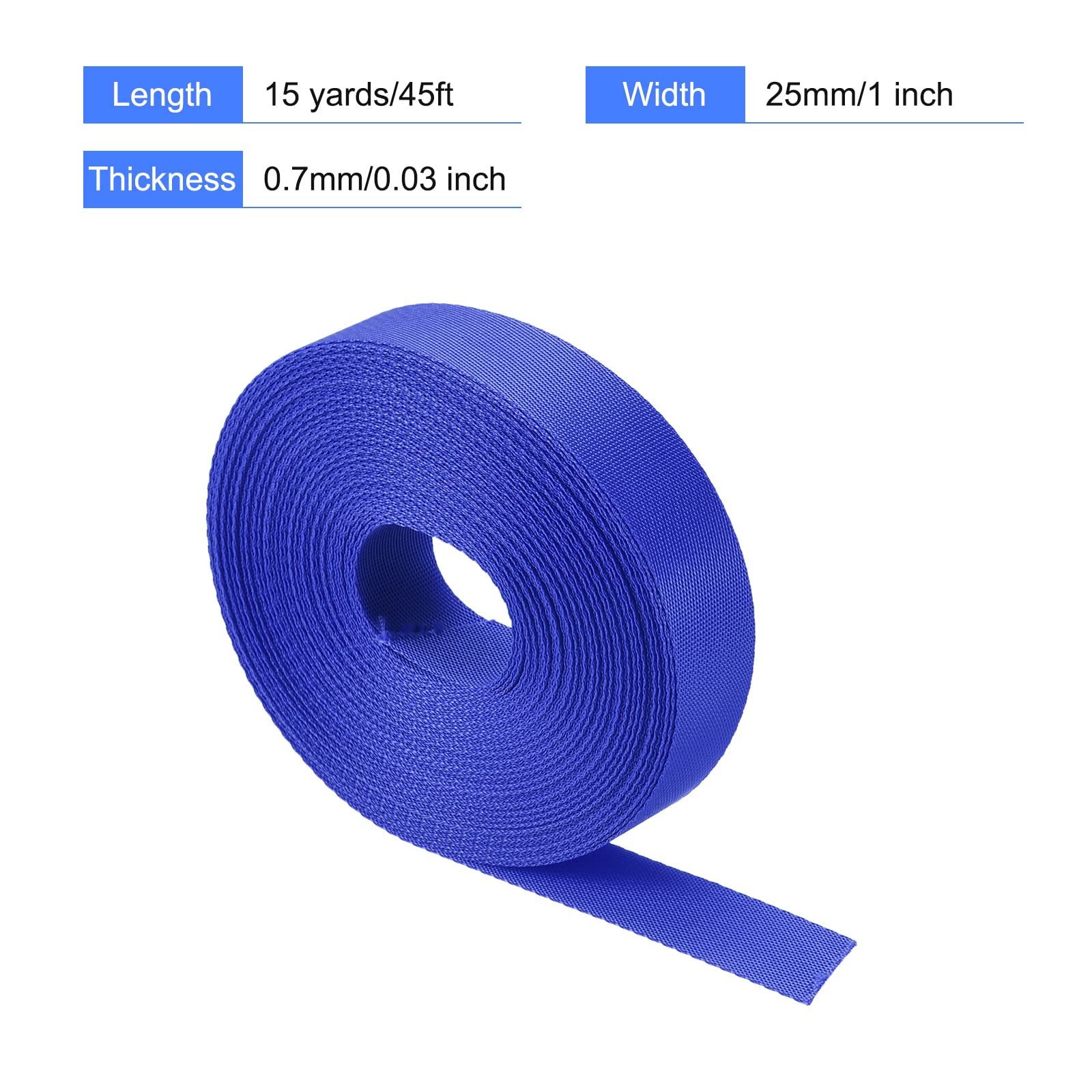 **MECCANIXITY 1-Inch Flat Nylon Webbing Strap - 15 Yards Blue - Heavy-Duty Straps for Backpacks, Cargo Straps, Luggage Racks, DIY Projects & Outdoor Gear**