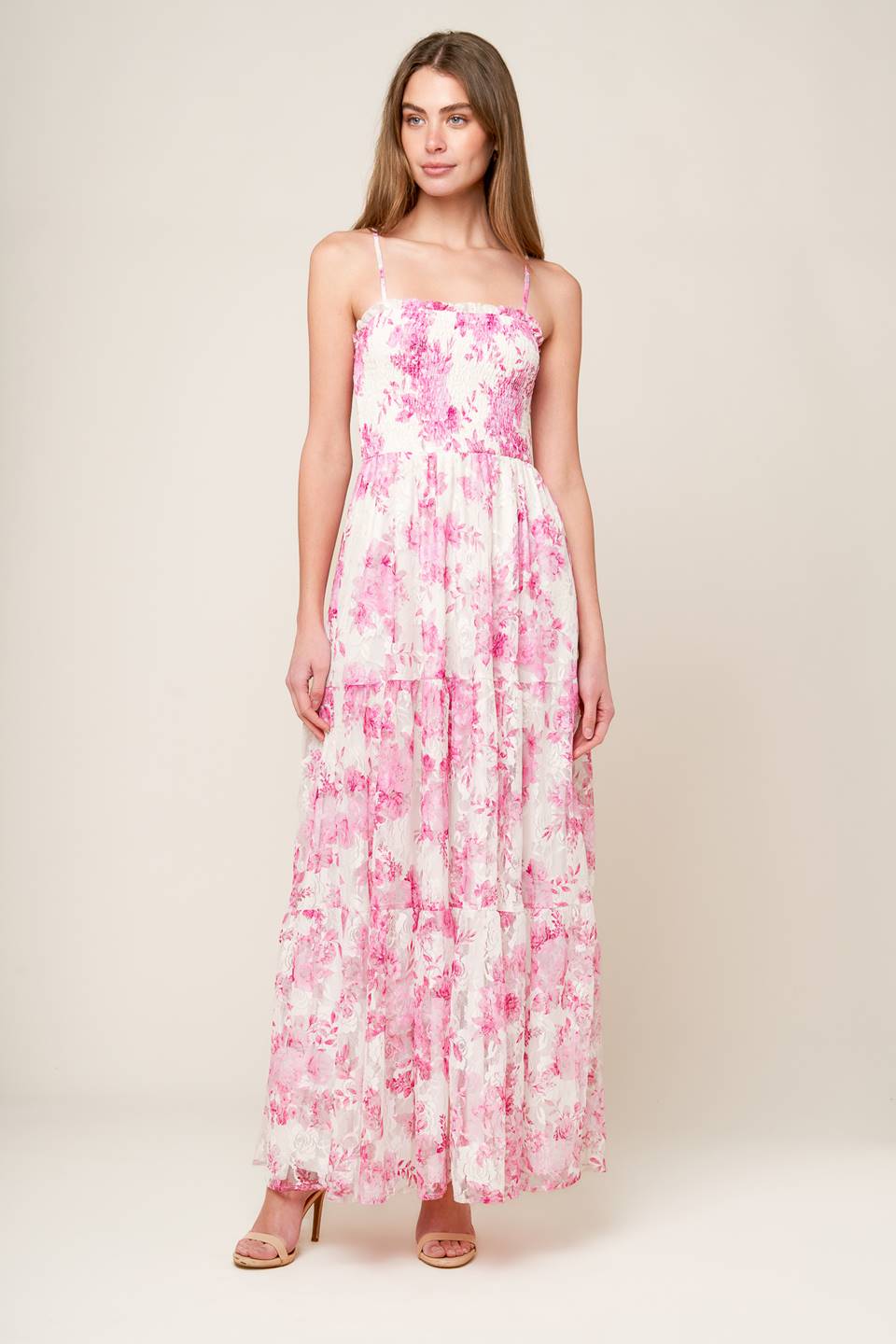 IN THIS MOMENT Woven Lace Maxi Dress - Elegant Long Flowy Dress for Women, Perfect for Weddings, Parties & Special Occasions