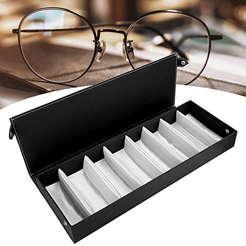 8-Grid Portable Sunglasses Travel Case - Black Glasses Storage Organizer for Travel & Jewelry Display (18.9 x 6.9 x 2.4in) - Perfect for Sunglasses Collectors, Travel Accessories & Retail Store Displays