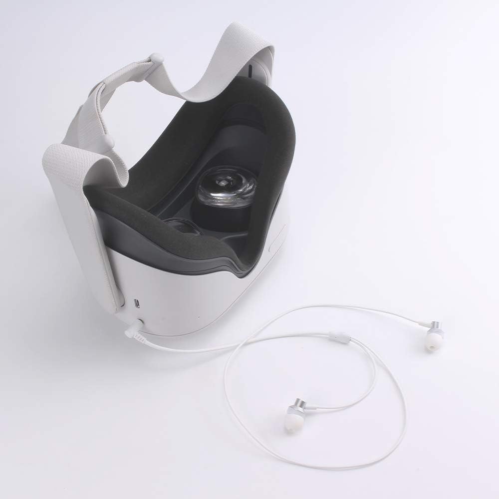TNE HiFi In-Ear Headphones for Meta Quest 2 & Oculus Quest 2 VR Headset - Custom-Length Cable, Noise Isolation Earbuds for Virtual Reality Gaming (White) - Perfect for Immersive VR Gaming, Music & Movies
