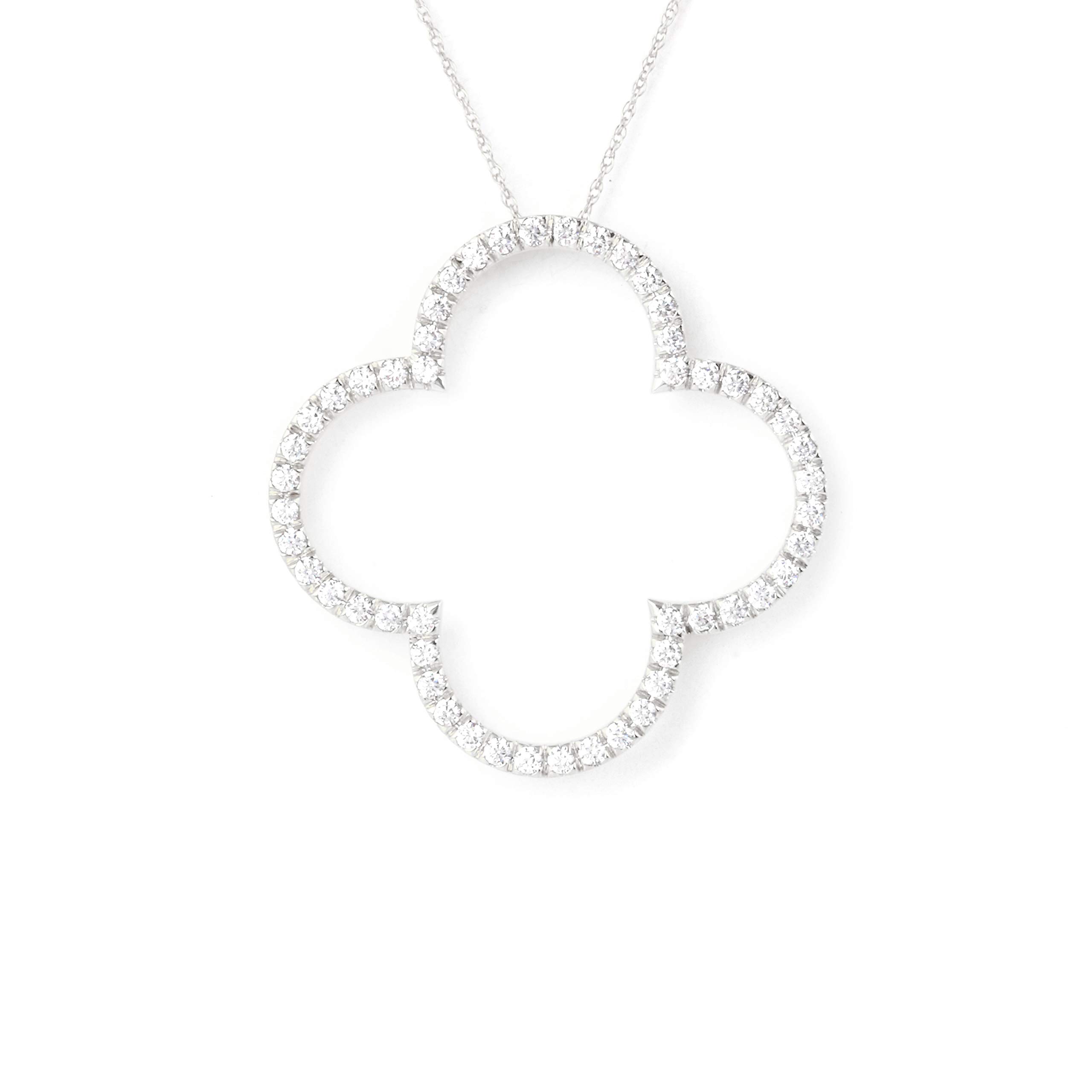 1 CT.TDW Sterling Silver Natural Diamond Clover Pendant Necklace for Women - Rhodium Plated Elegant Jewelry Gift for Her, Birthday, Anniversary & Special Occasions | LA BELLA