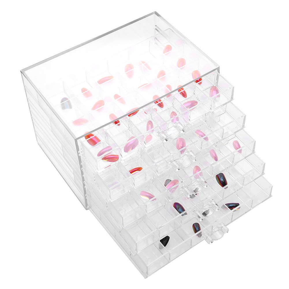 120 Grids Transparent Nail Art Storage Box - Organizer for False Nails, Nail Tips & Decorations | Perfect for Salon, Home Use & Professional Nail Technicians