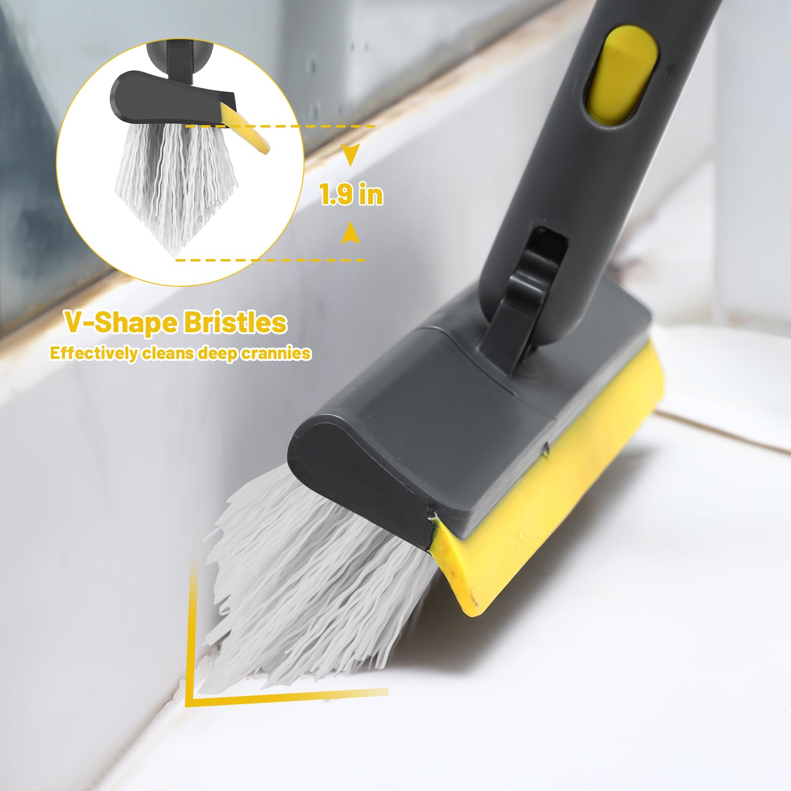 Grout Cleaner Brush Set - Heavy Duty Tile & Floor Scrub Brush for Bathroom, Kitchen, Baseboards & Corners | Gap & Crevice Cleaning Tool for Household Deep Cleaning
