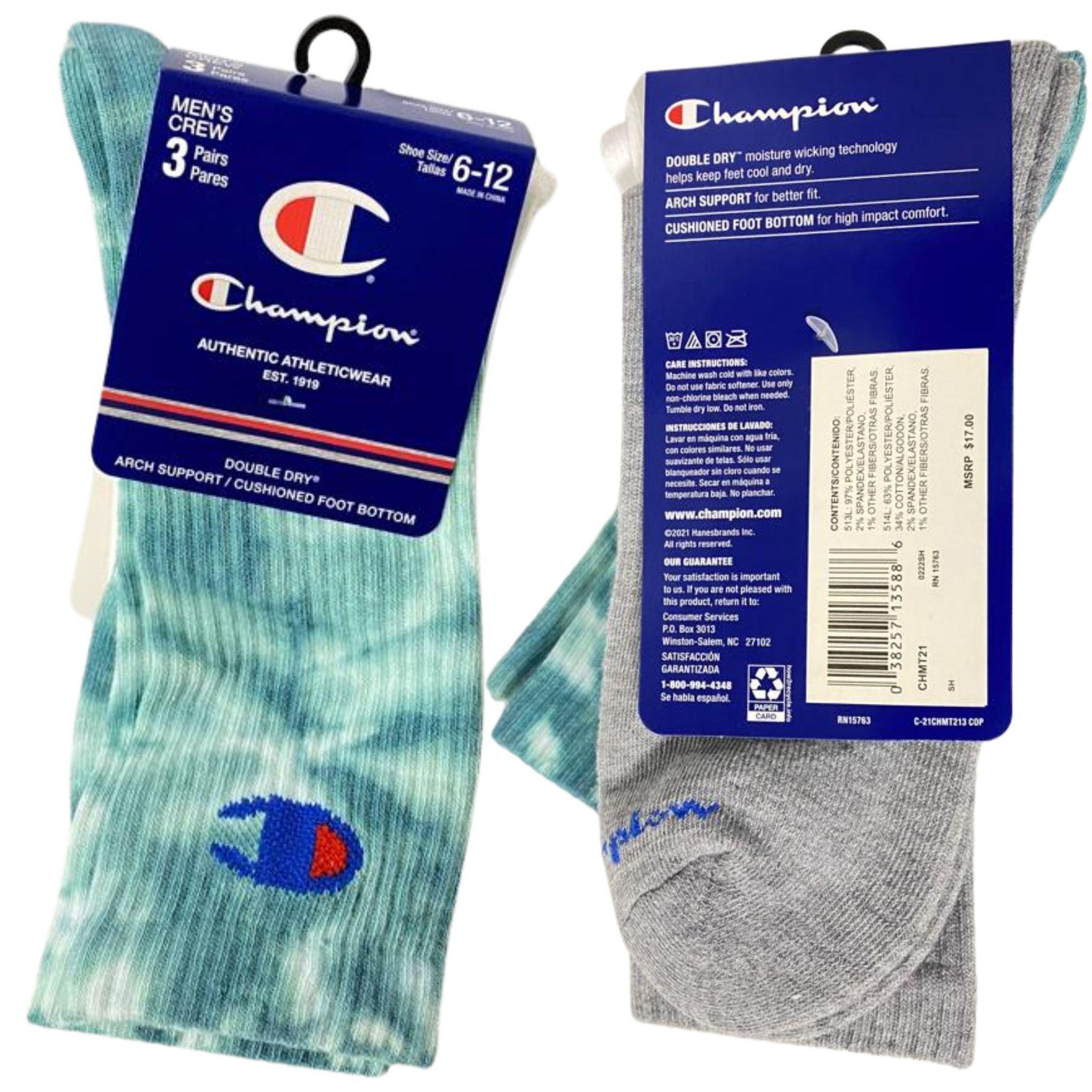 Champion Crew Socks 3-Pack (12 Packs per Case) - Comfortable Athletic Socks for Men & Women - Perfect for Running, Gym & Everyday Wear