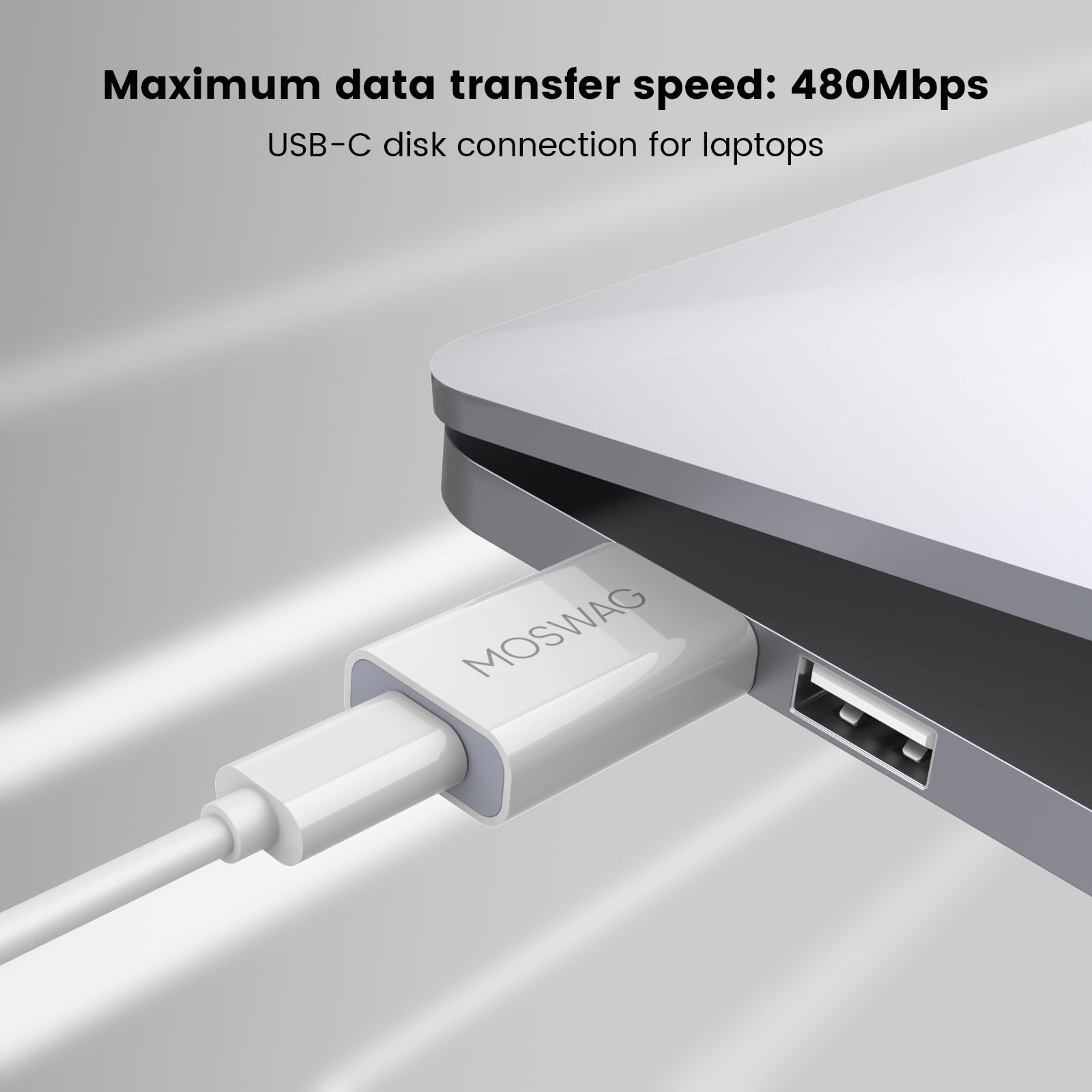 MOSWAG 4 Pack USB to USB C Adapter - USB C Female to A Male OTG Converter - Compatible with MacBook Pro, iMac, Laptops, PC - Fast Data Transfer & Charging for Apple MagSafe, Computers, Smartphones - Perfect for Home, Office & Travel Use