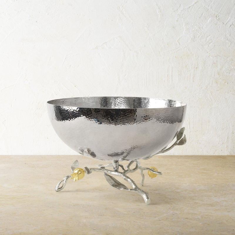 Elegant Pomegranate Silver & Gold Serving Bowl - Perfect for Holiday Parties, Wedding Receptions & Special Occasions